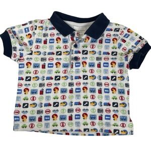 First Moments Newborn Baby Boy Car Road Sign Print Polo Shirt 6-9M Ribbed Cotton